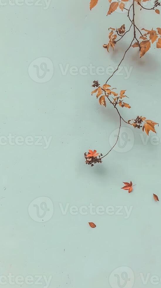 AI generated Falling Leaves. A Branch in Autumn. Generative AI. photo