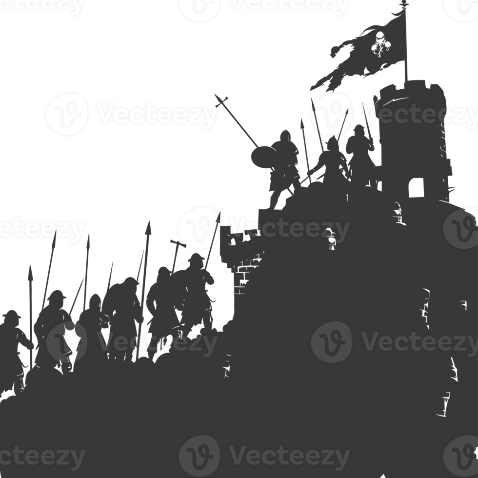 ai genererad silhuett av en gammal krig situation svart Färg endast png