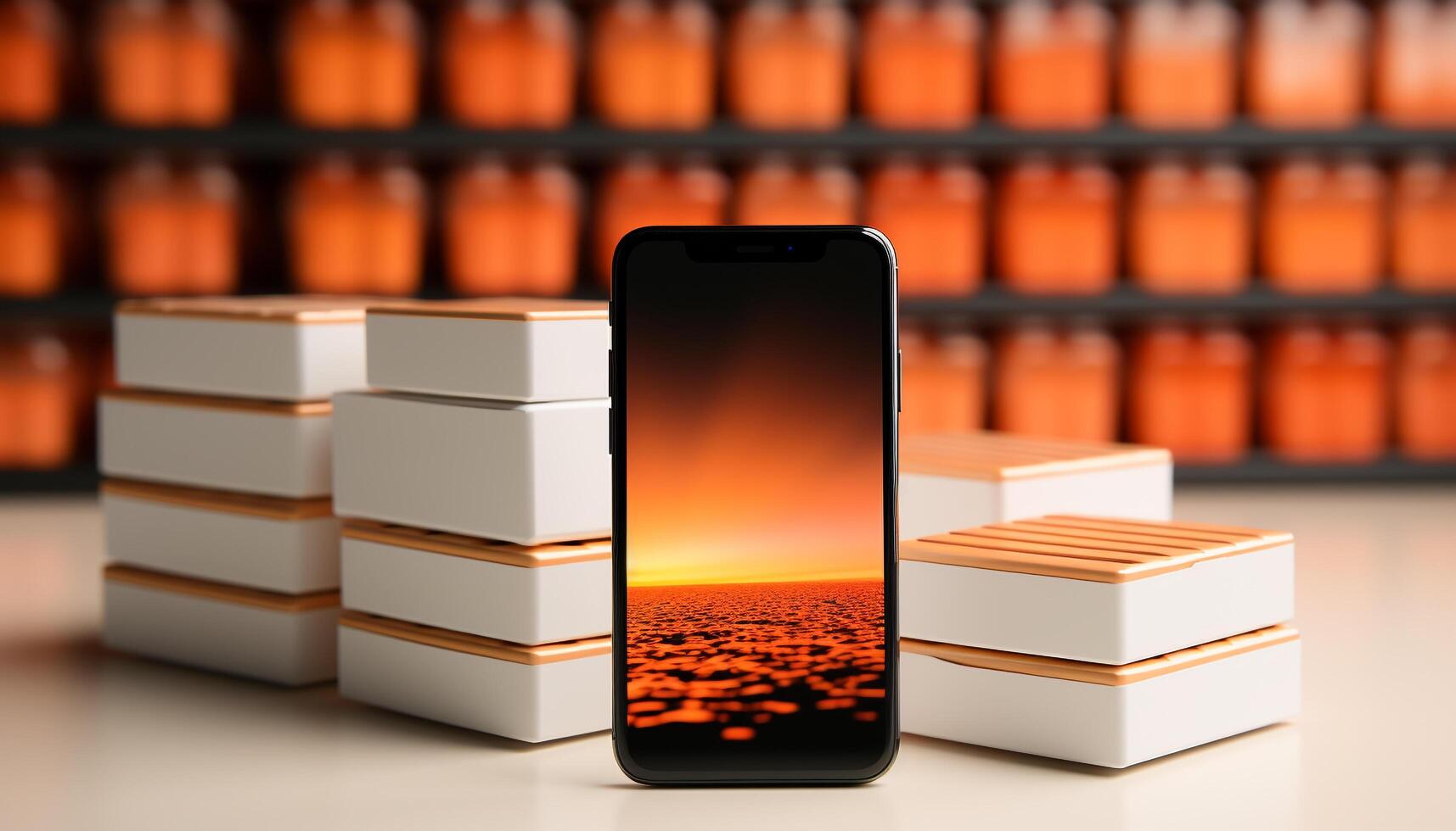 AI generated Smartphone industry wireless technology connects mobile phones for communication generated by AI photo
