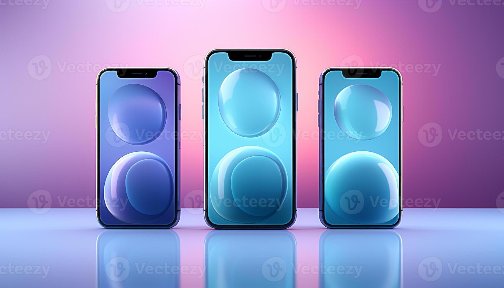 AI generated Modern mobile phone illustration on blue background, digitally generated image generated by AI photo