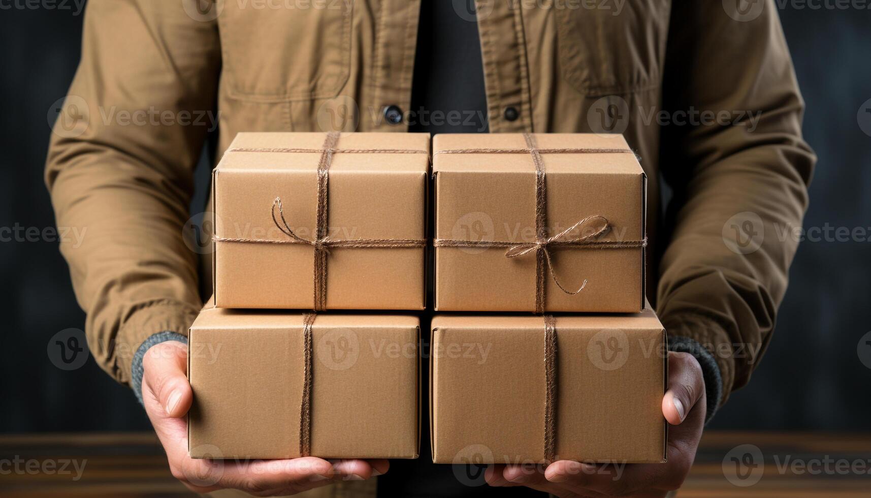 AI generated A man holding a gift box, celebrating with love generated by AI photo