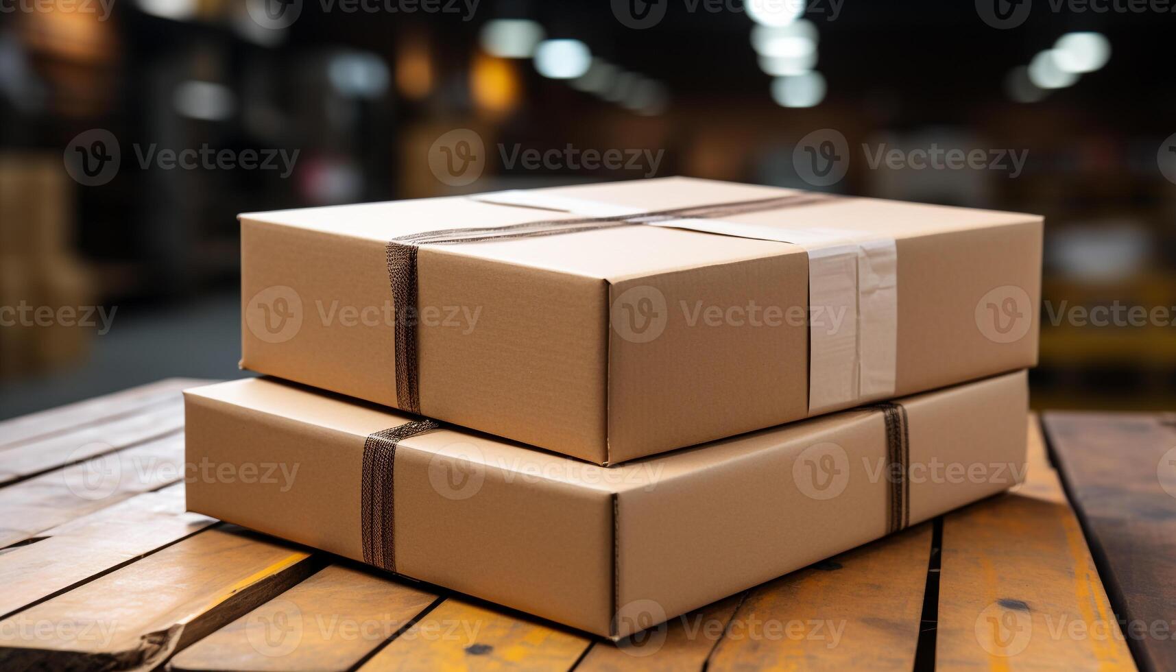 AI generated A close up of a cardboard box wrapped in festive wrapping paper generated by AI photo