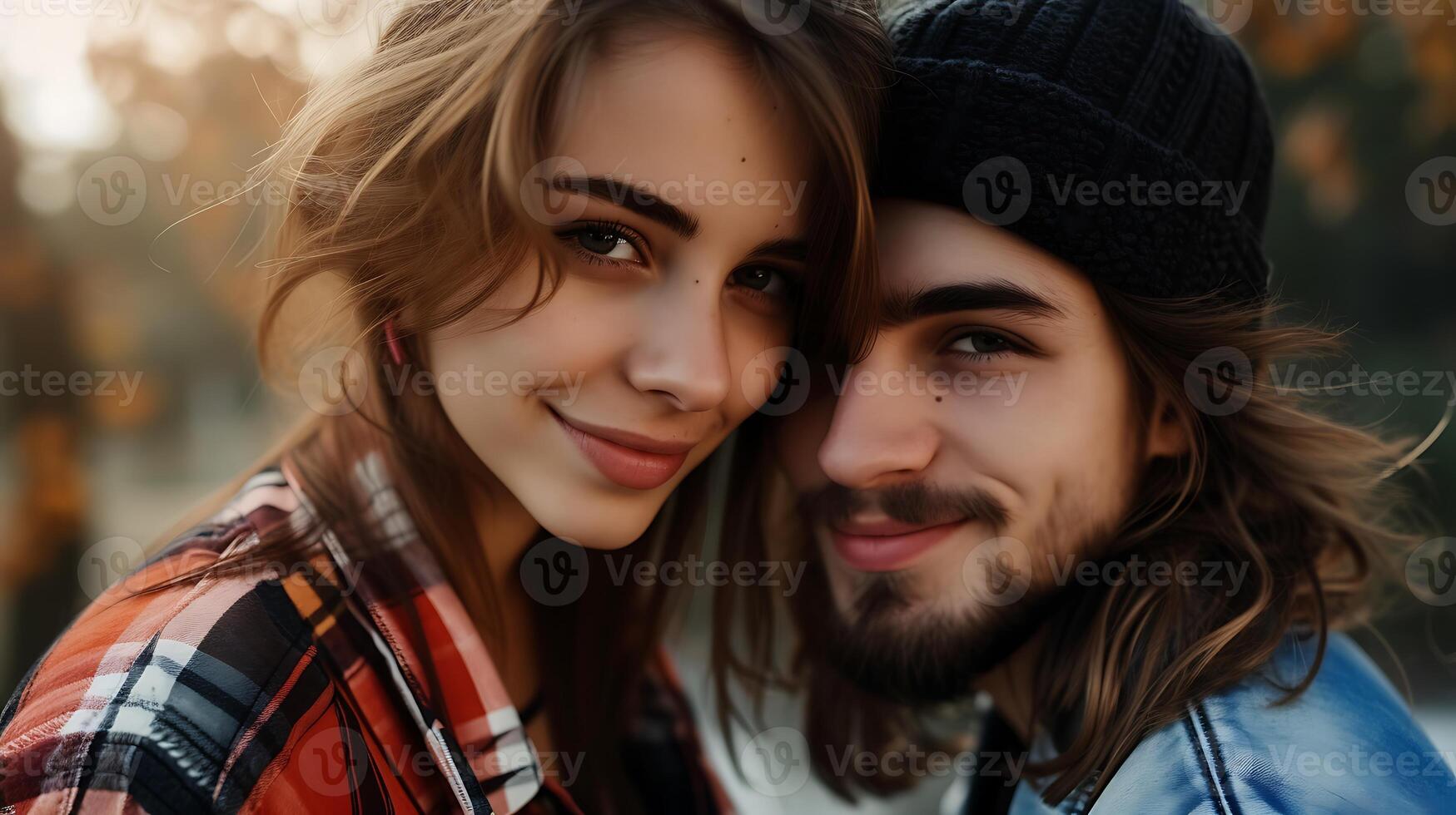 AI generated Man and Woman Posed for Picture. Generative AI. photo