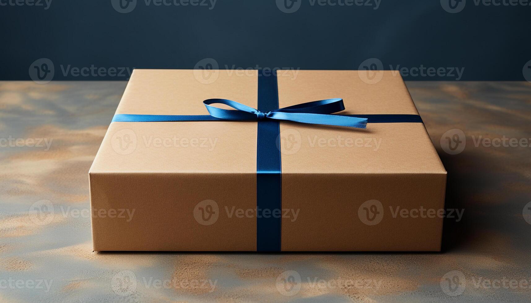 AI generated A blue gift box wrapped in shiny wrapping paper generated by AI photo