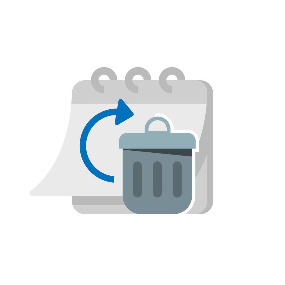 file moved in trash folder for a month concept illustration flat design vector. simple graphic element for ui, infographic, icon vector