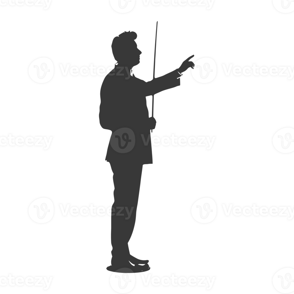 AI generated Silhouette orchestra conductor in action black color only png
