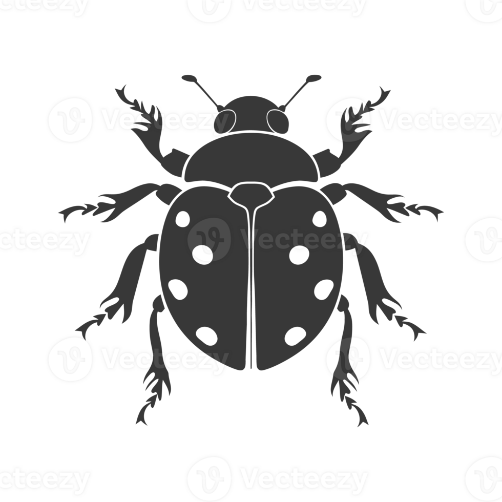 AI generated Silhouette ladybug animal black color only png