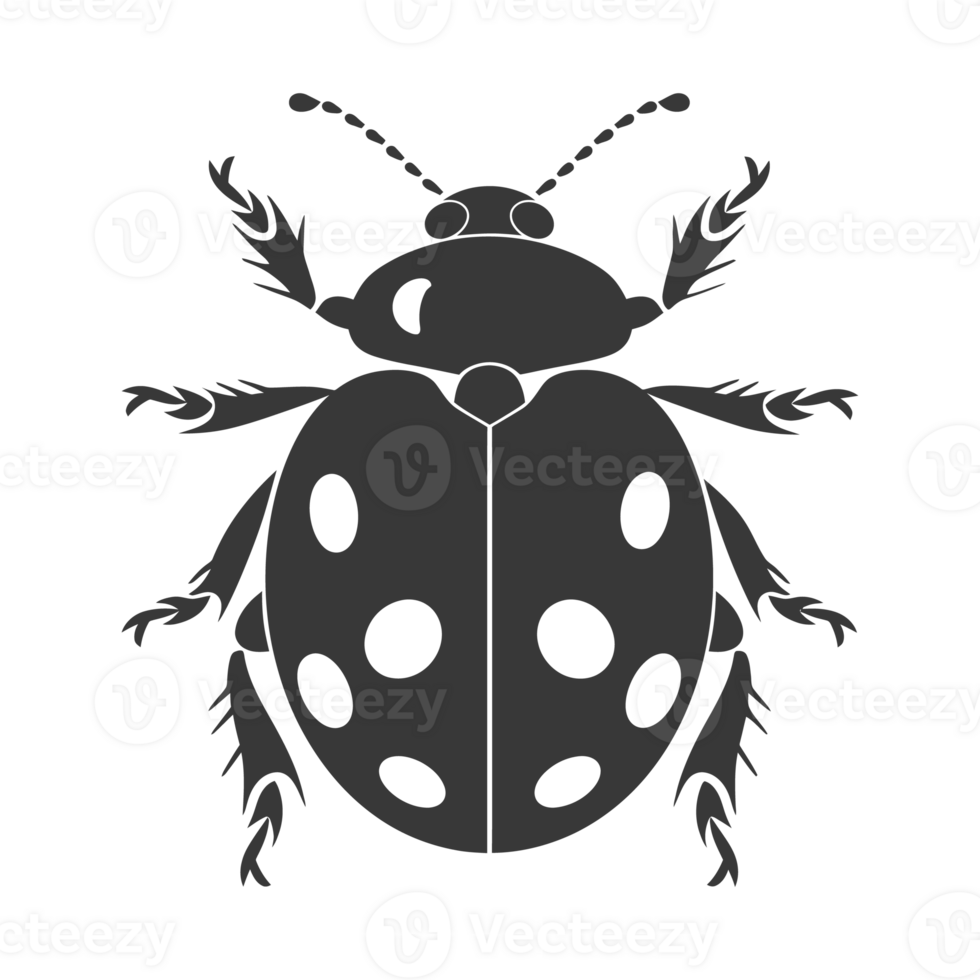 AI generated Silhouette ladybug animal fly black color only png