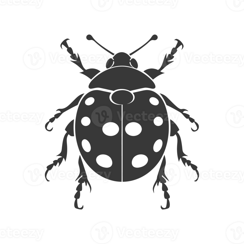 AI generated Silhouette ladybug animal black color only png