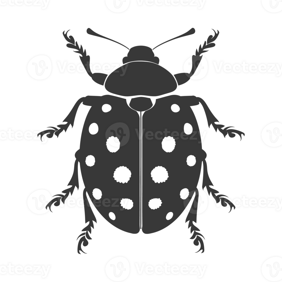 AI generated Silhouette ladybug animal black color only png