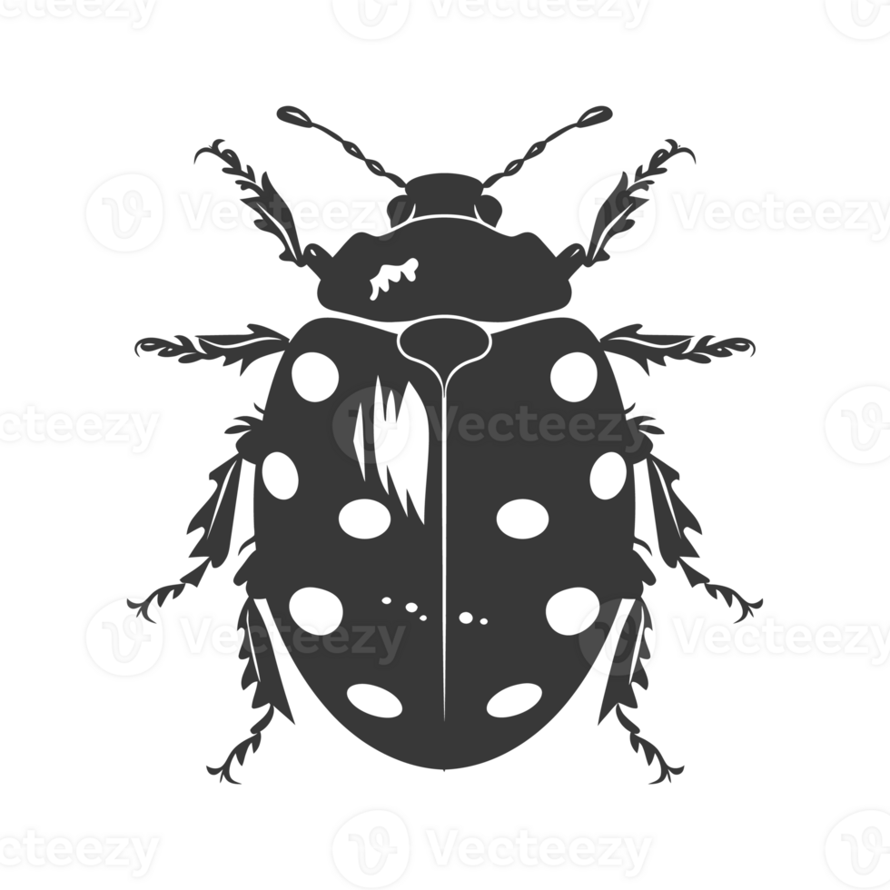AI generated Silhouette ladybug animal fly black color only png