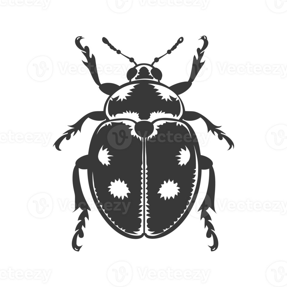 AI generated Silhouette ladybug animal black color only png