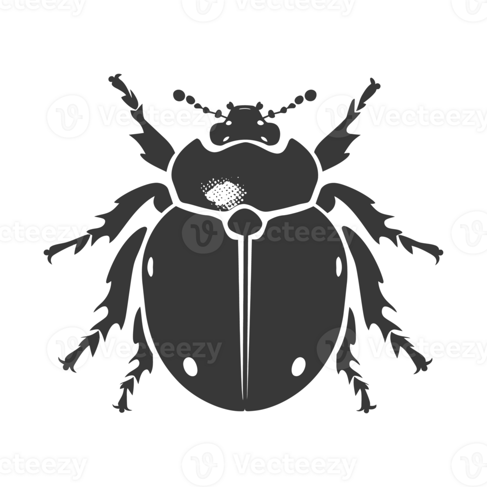 AI generated Silhouette ladybug animal fly black color only png