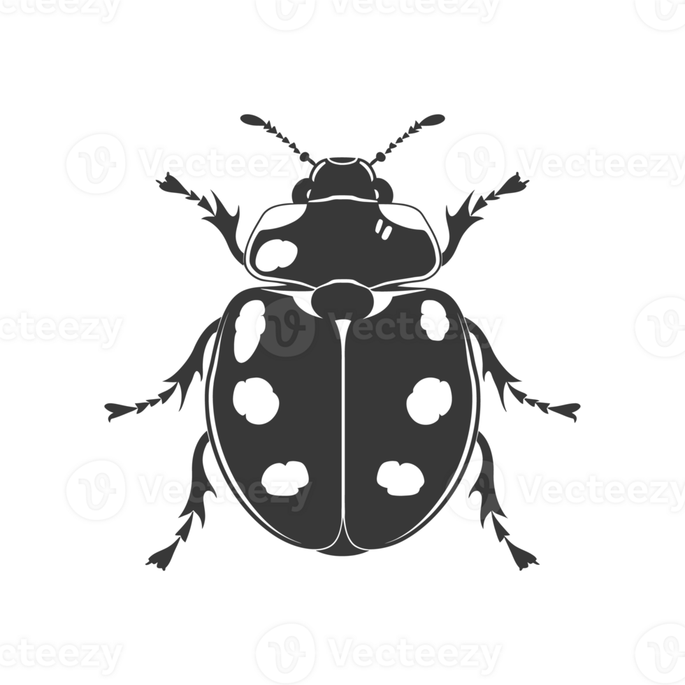 AI generated Silhouette ladybug animal fly black color only png