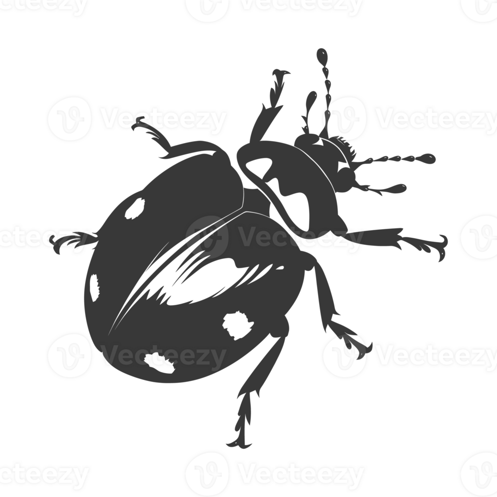AI generated Silhouette ladybug animal fly black color only png