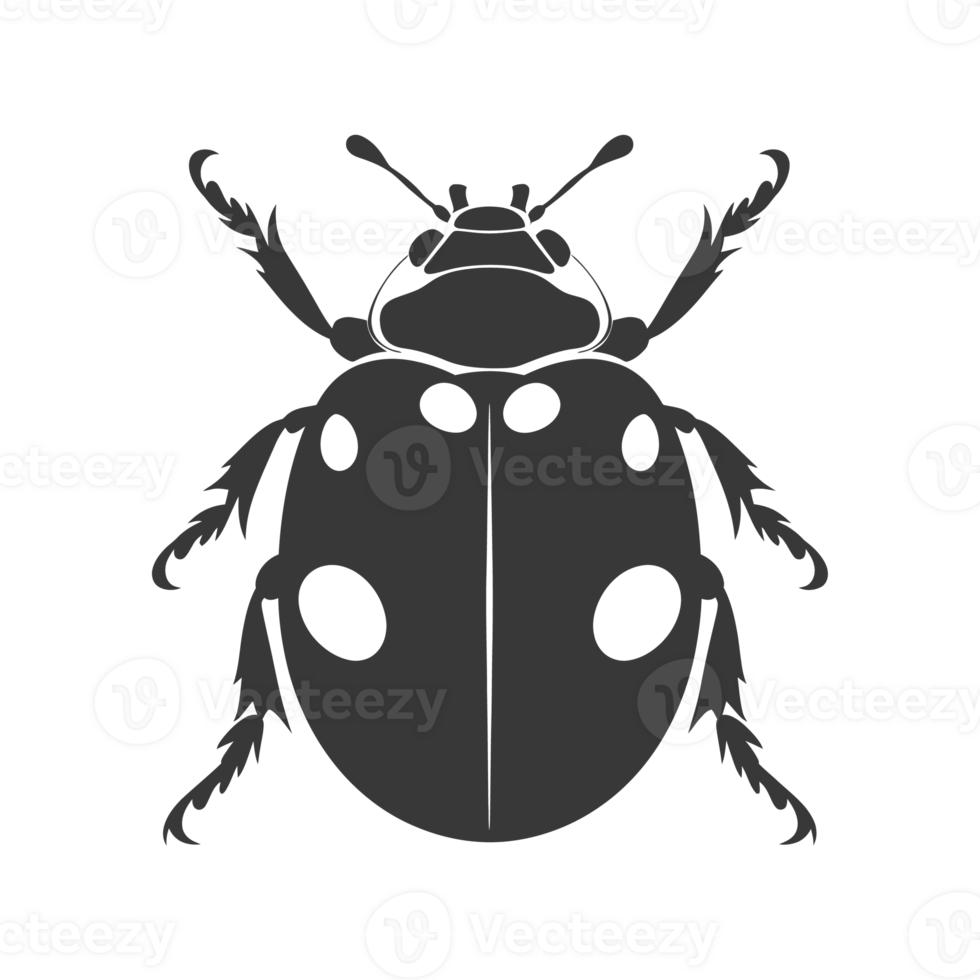 AI generated Silhouette ladybug animal black color only png