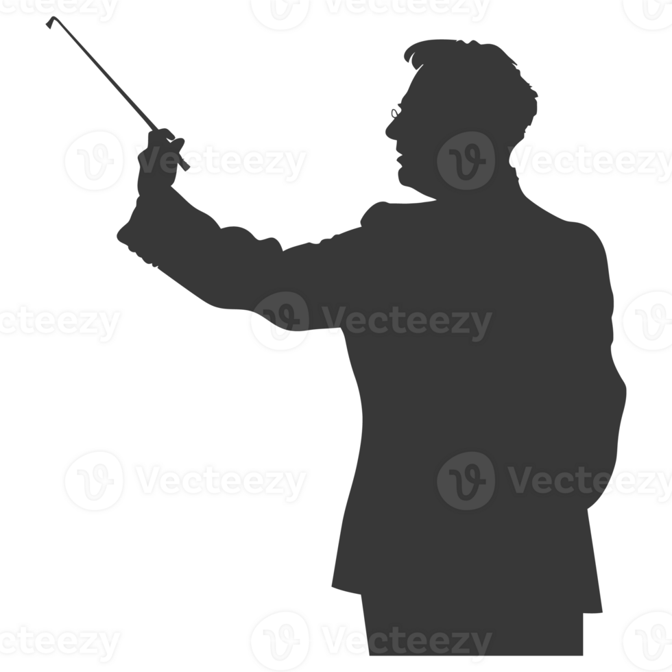 AI generated Silhouette orchestra conductor in action black color only png
