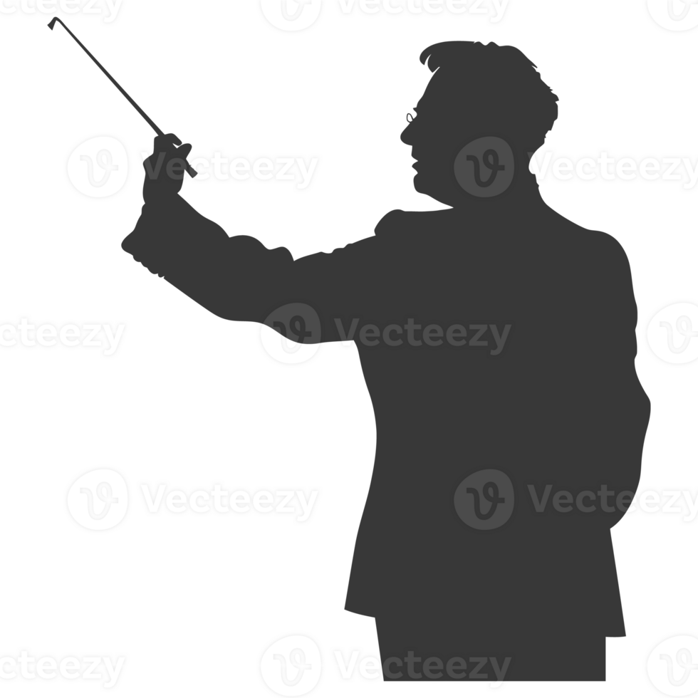 ai generiert Silhouette Orchester Dirigent im Aktion schwarz Farbe nur png