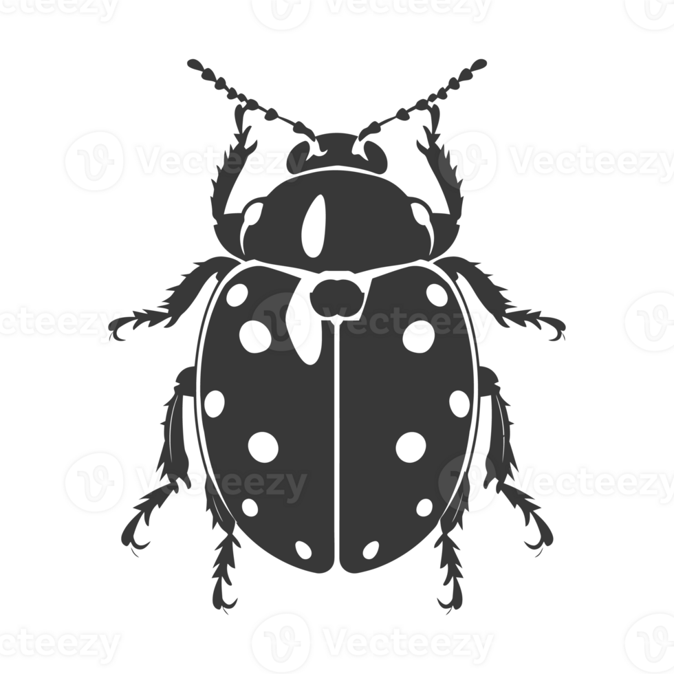 AI generated Silhouette ladybug animal fly black color only png