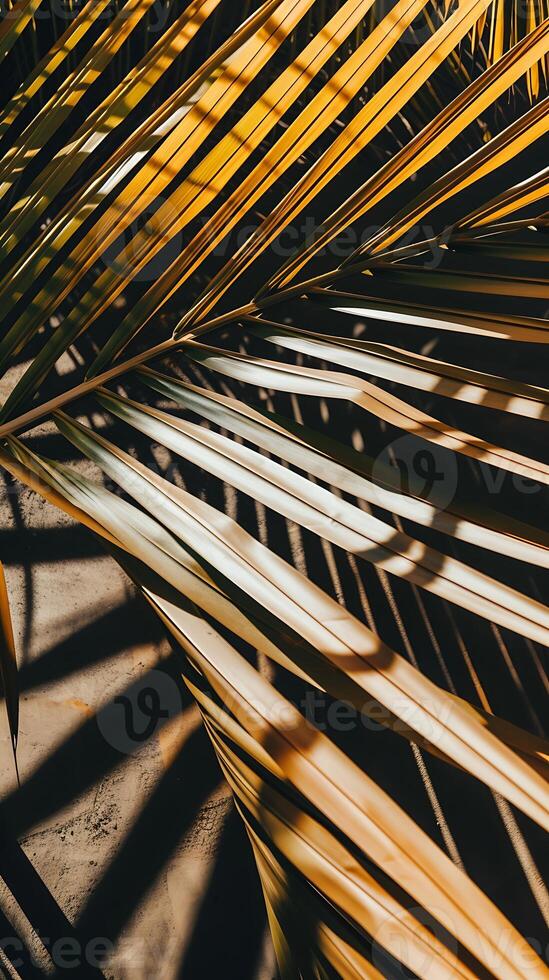 AI generated Close-Up of Palm Tree Leaves. Generative AI. photo