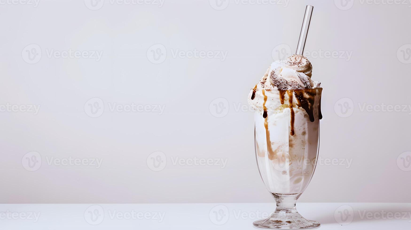 AI generated Delicious Ice Cream Sundae With Chocolate Sauce. Generative AI photo