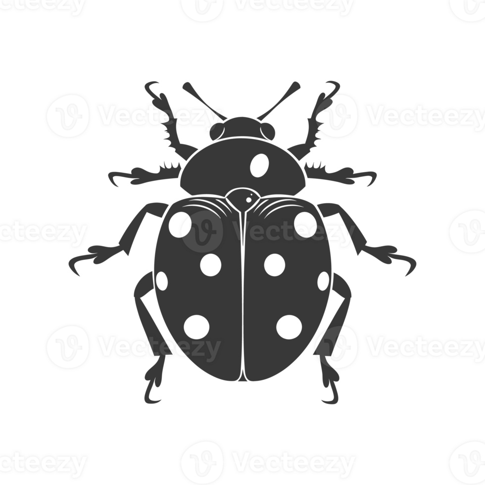 AI generated Silhouette ladybug animal black color only png