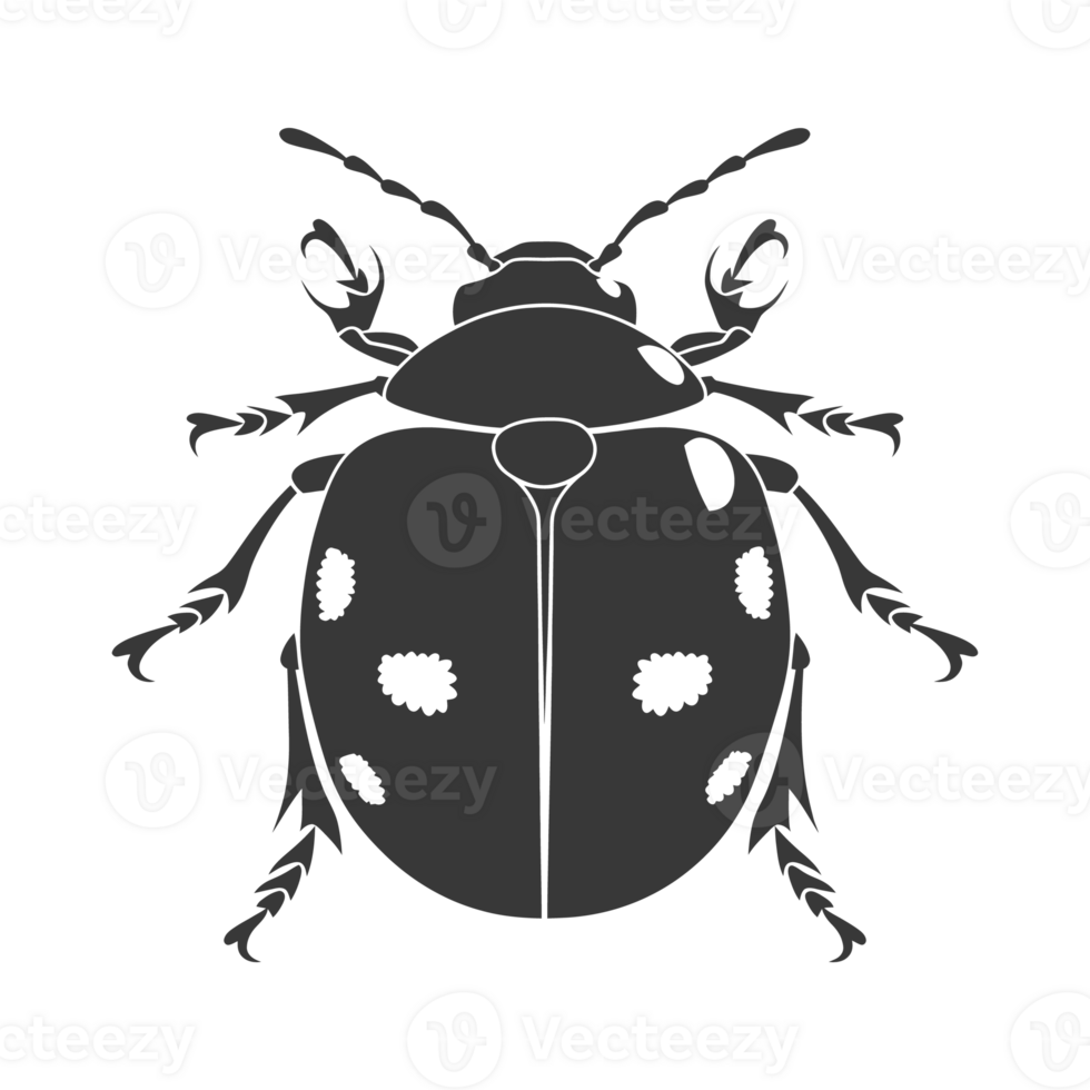 AI generated Silhouette ladybug animal black color only png