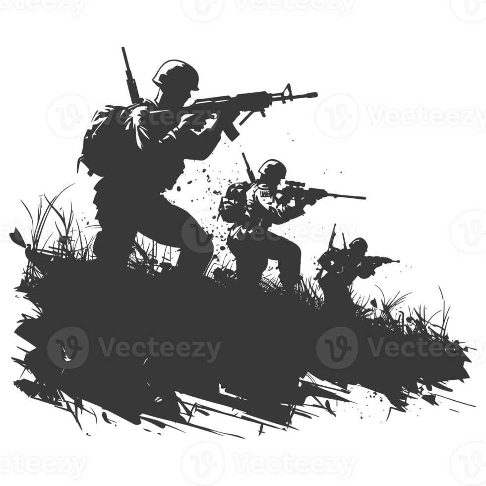 ai gerado silhueta do uma moderno guerra situação Preto cor só png