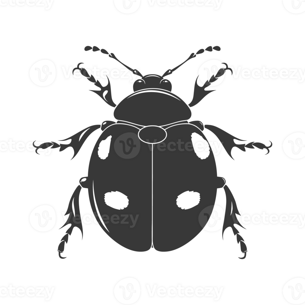 AI generated Silhouette ladybug animal black color only png