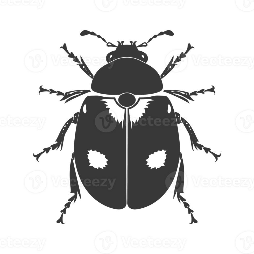 AI generated Silhouette ladybug animal fly black color only png