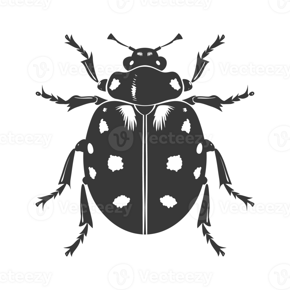 AI generated Silhouette ladybug animal fly black color only png
