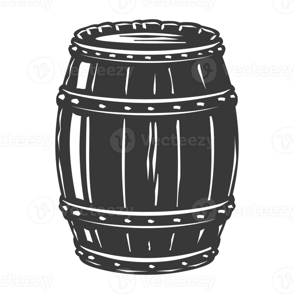 AI generated Silhouette of drum or barrel black color only png