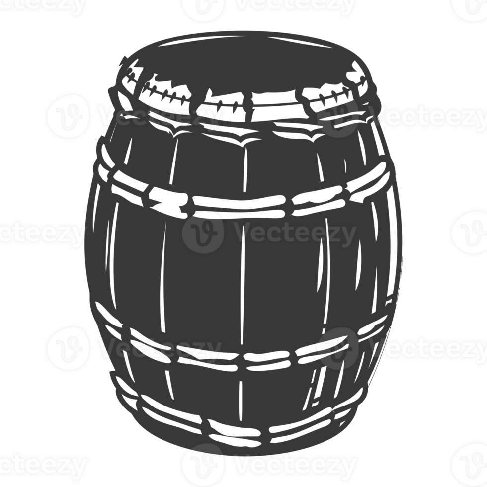 AI generated Silhouette of drum or barrel black color only png