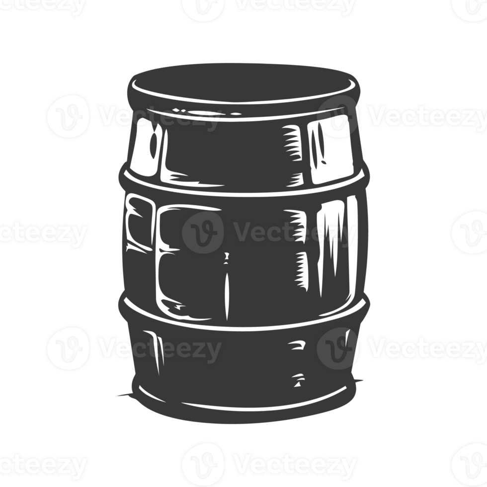 AI generated Silhouette of drum or barrel black color only png