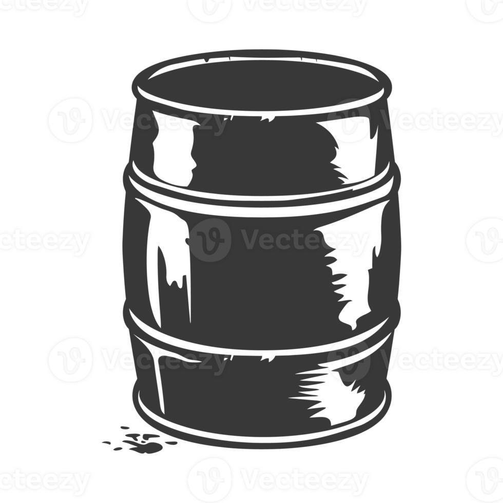 AI generated Silhouette of drum or barrel black color only png