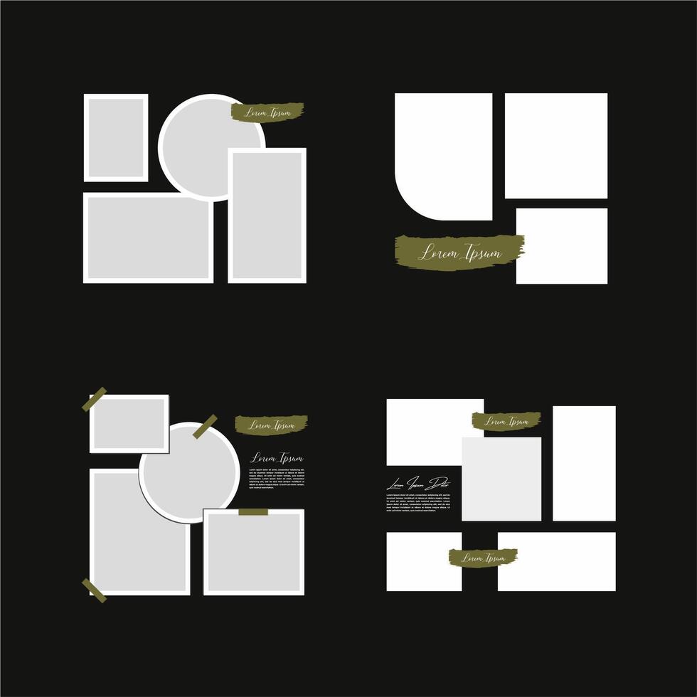 Pictures or photos frame collage abstract photo frames and digital photo wall template vector