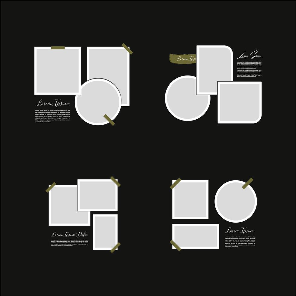 Pictures or photos frame collage abstract photo frames and digital photo wall template vector