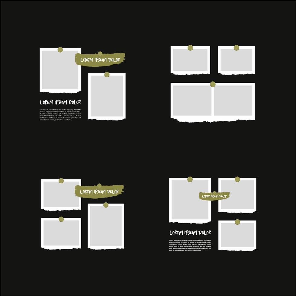 Pictures or photos frame collage abstract photo frames and digital photo wall template vector