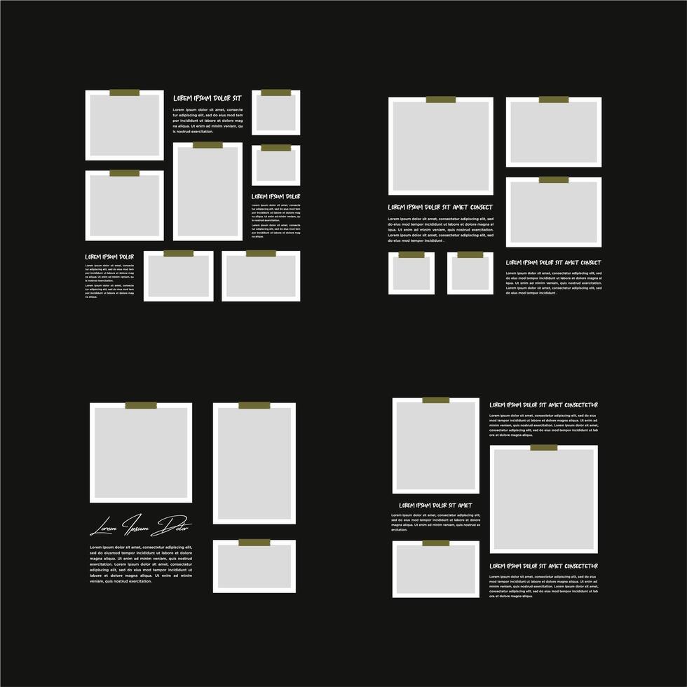 Pictures or photos frame collage abstract photo frames and digital photo wall template vector