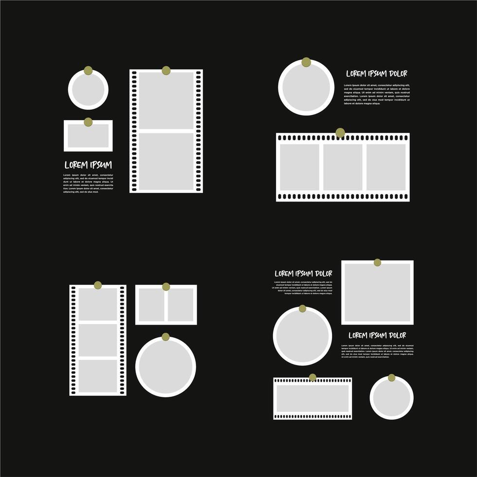 Pictures or photos frame collage abstract photo frames and digital photo wall template vector