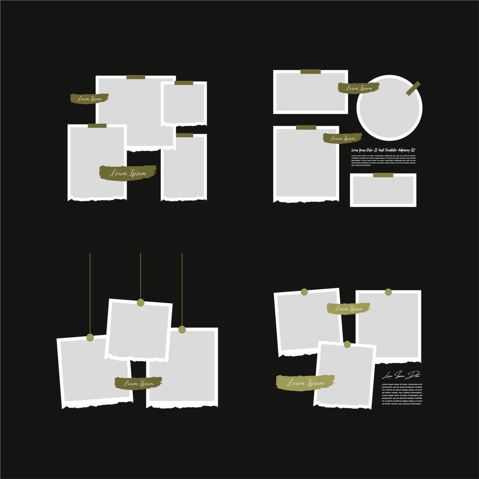 Pictures or photos frame collage abstract photo frames and digital photo wall template vector