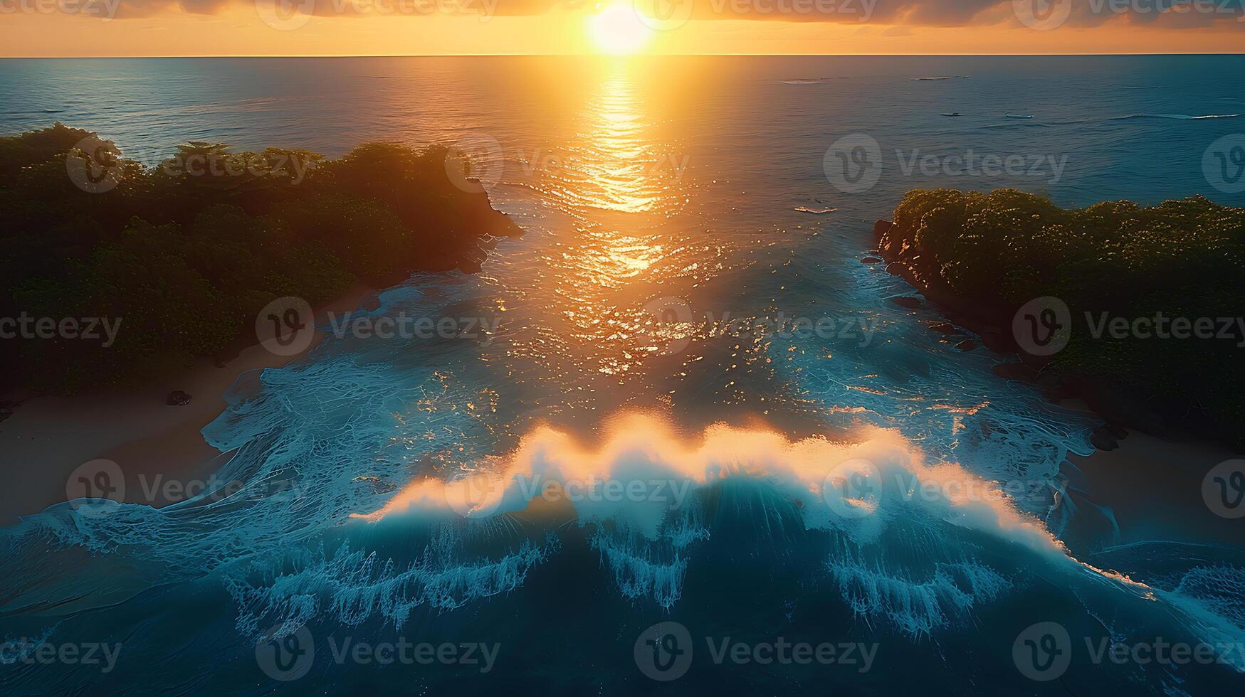 AI generated Beautiful nature sunset beach background photo