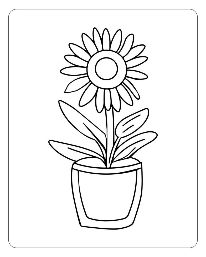 Flower coloring pages for kids, Flower illustration vector
