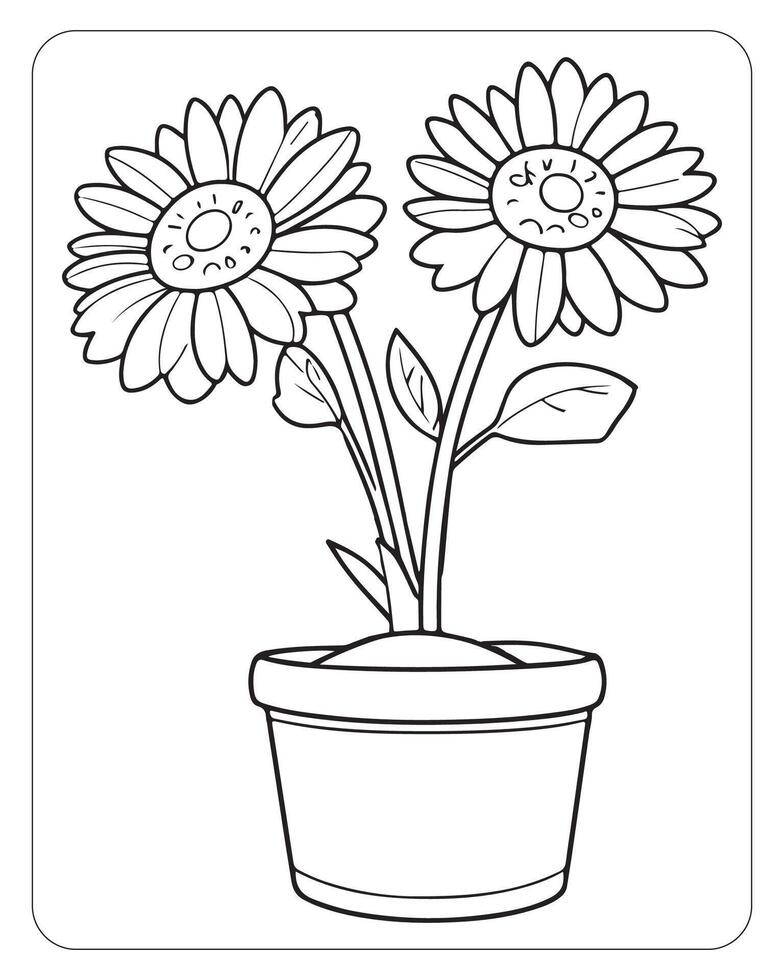 flower coloring pages for kids vector