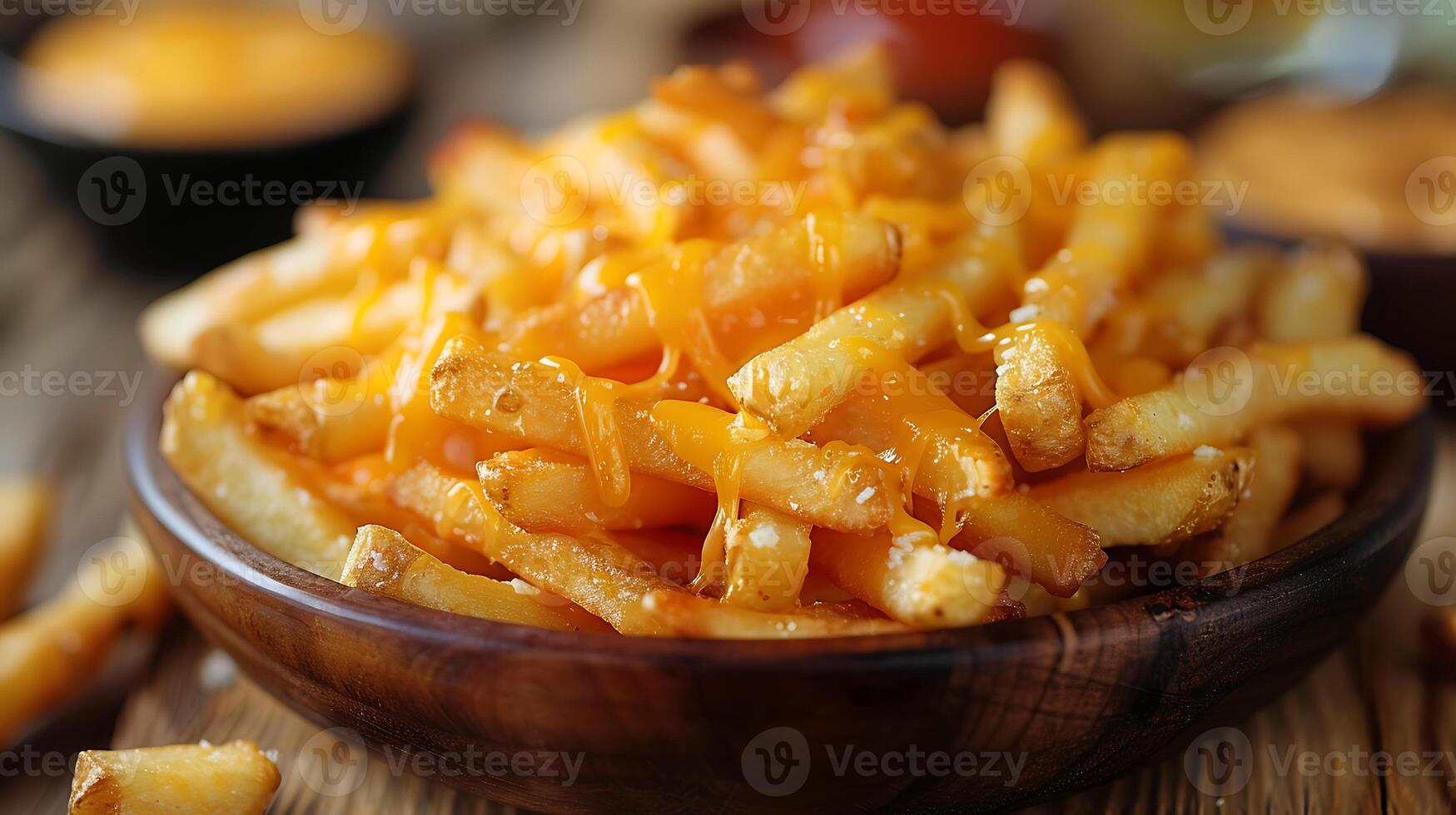 AI generated Cheese fries in a bowl photo
