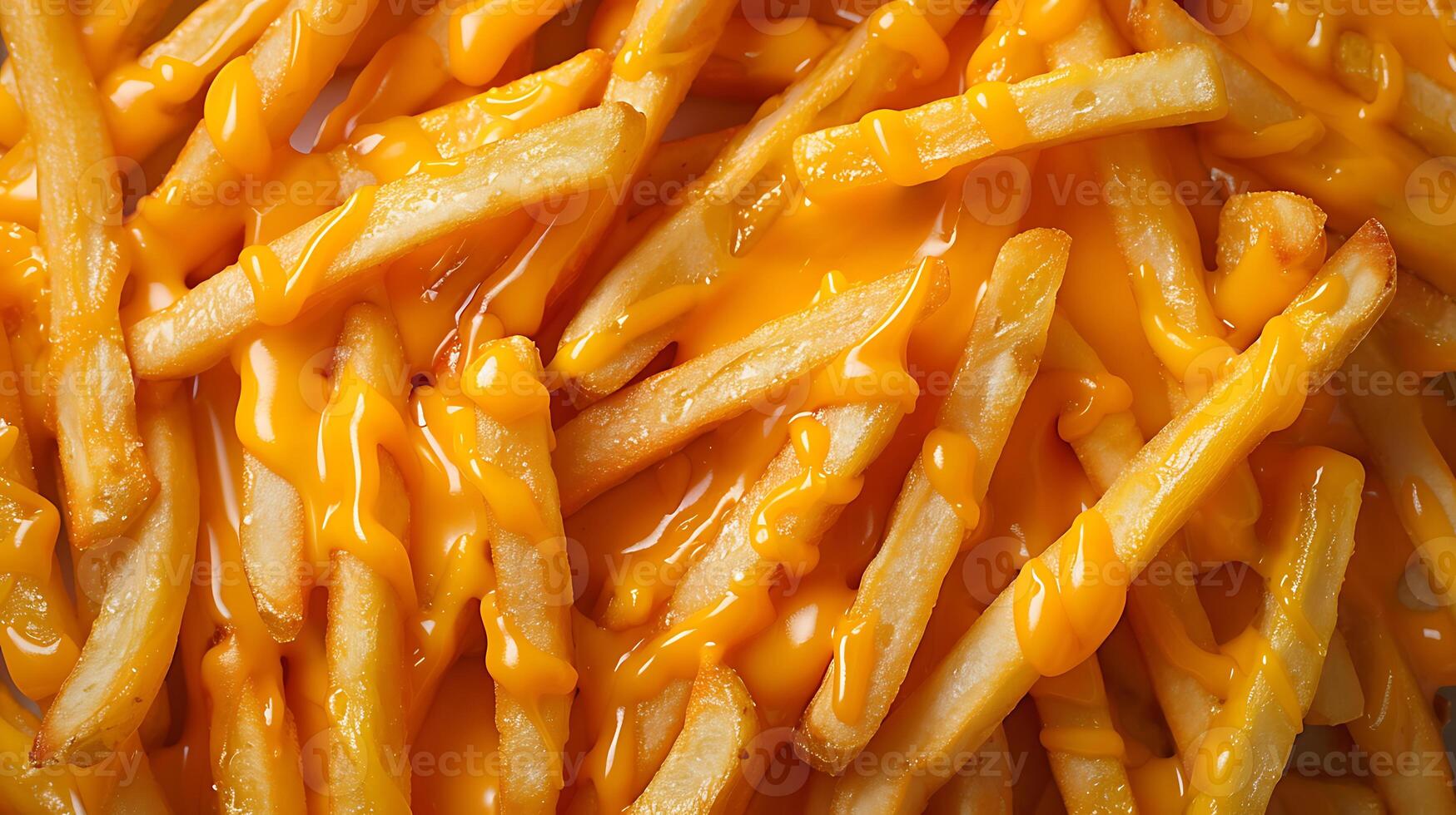 AI generated Cheese fries close up view photo