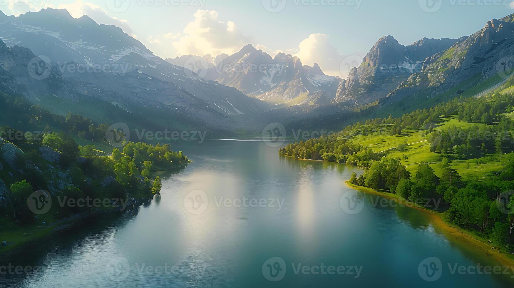 AI generated Beautiful natural mountain drone view landscape photo