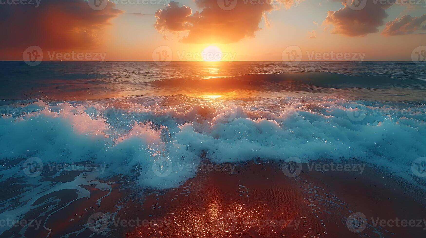 AI generated Beautiful nature sunset beach background photo