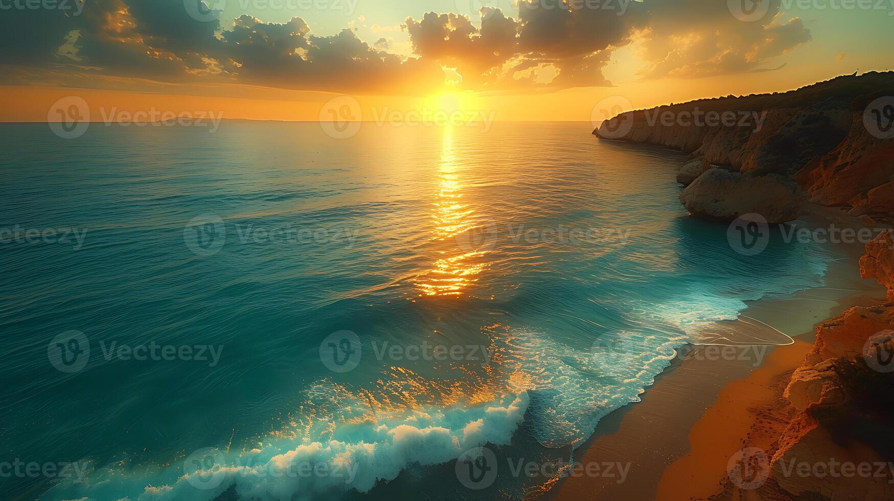 ai generado hermosa naturaleza puesta de sol playa antecedentes foto