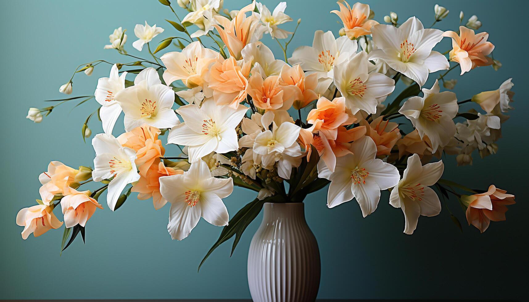 AI generated Freshness and beauty in nature a bouquet of colorful flowers generated by AI photo